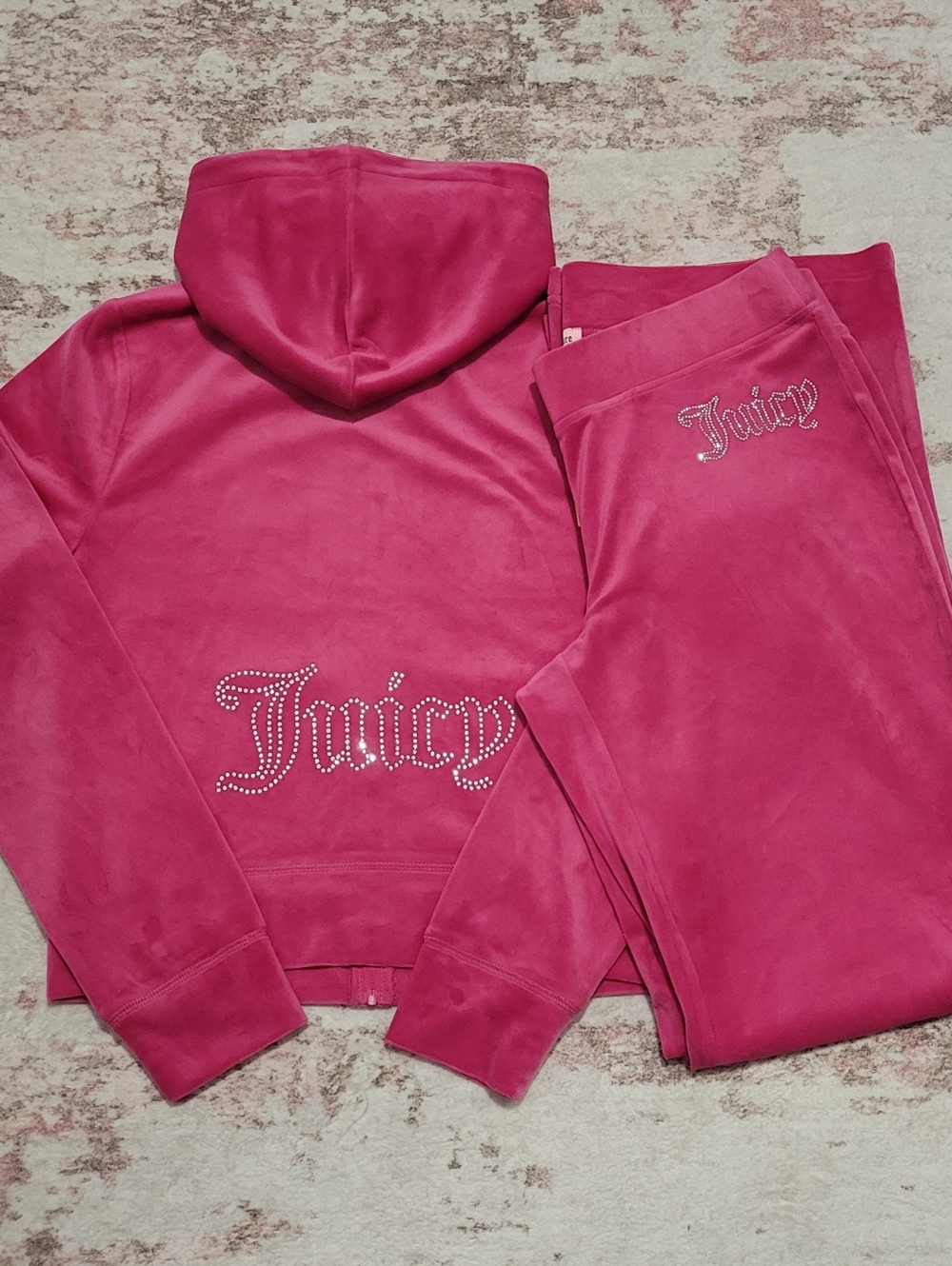 Juicy Couture Free Love Velour Zip Up Hoodie & Pants Set - M - Picture 3 of 4